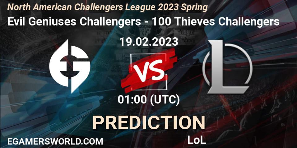Evil Geniuses Challengers vs 100 Thieves Challengers: Betting TIp, Match Prediction. 19.02.23. LoL, NACL 2023 Spring - Group Stage