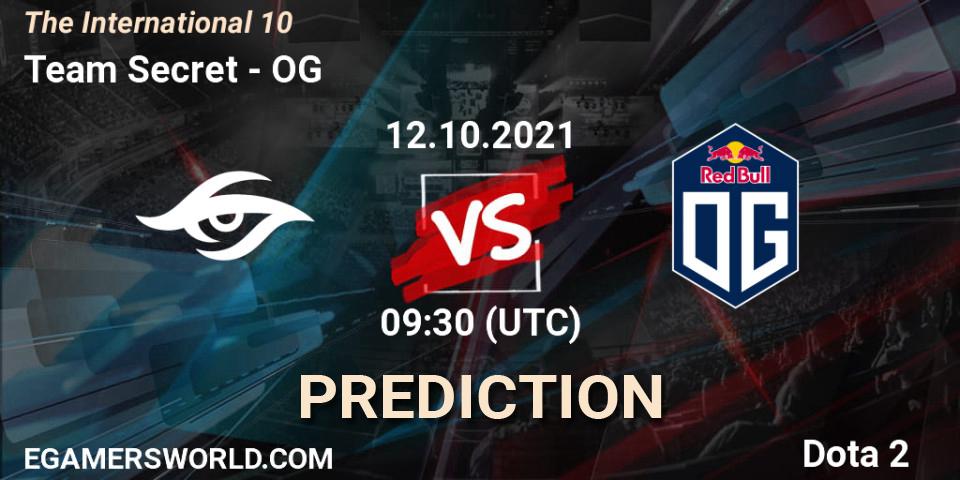 Team Secret vs OG: Betting TIp, Match Prediction. 12.10.2021 at 12:10. Dota 2, The Internationa 2021