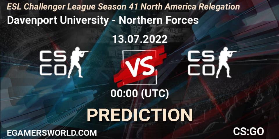 Davenport University vs Northern Forces: Betting TIp, Match Prediction. 13.07.22. CS2 (CS:GO), ESL Challenger League Season 41 North America Relegation