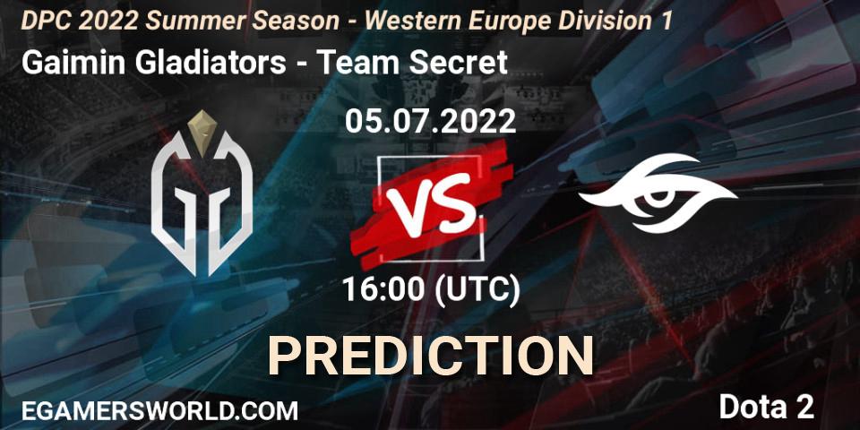 Gaimin Gladiators vs Team Secret: Betting TIp, Match Prediction. 05.07.2022 at 15:56. Dota 2, DPC WEU 2021/2022 Tour 3: Division I