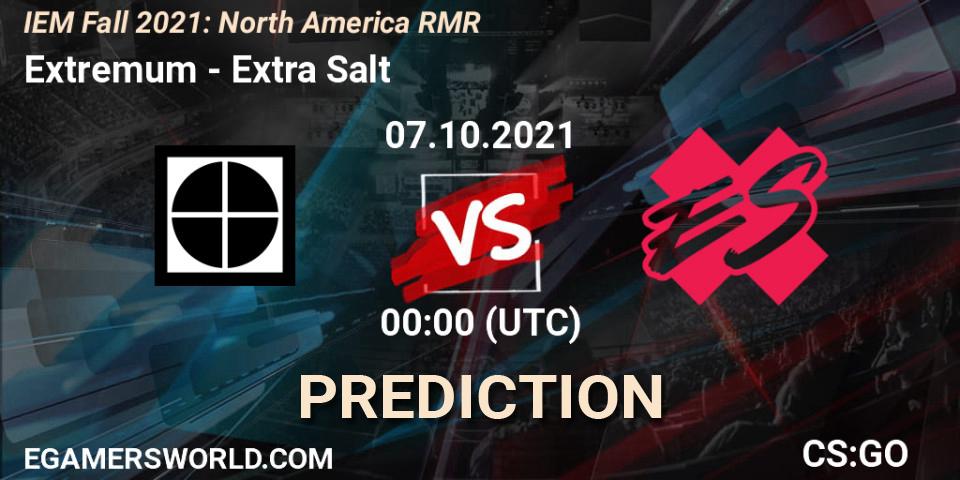 Extremum vs Extra Salt: Betting TIp, Match Prediction. 07.10.21. CS2 (CS:GO), IEM Fall 2021: North America RMR