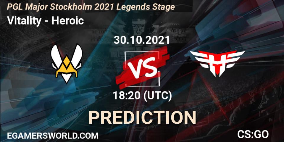 Vitality vs Heroic: Betting TIp, Match Prediction. 30.10.2021 at 18:15. Counter-Strike (CS2), PGL Major Stockholm 2021 Legends Stage
