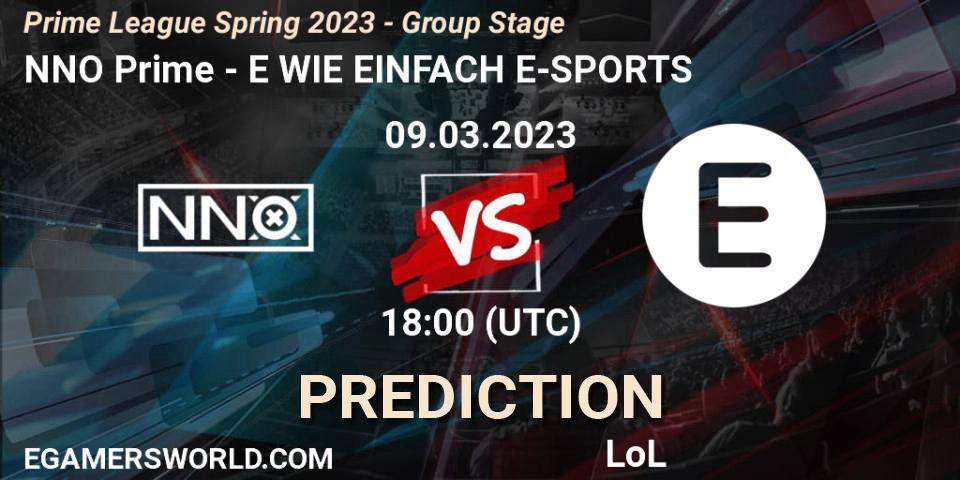 NNO Prime vs E WIE EINFACH E-SPORTS: Betting TIp, Match Prediction. 09.03.23. LoL, Prime League Spring 2023 - Group Stage