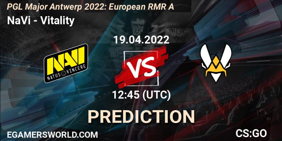 NaVi vs Vitality: Betting TIp, Match Prediction. 19.04.2022 at 12:15. Counter-Strike (CS2), PGL Major Antwerp 2022: European RMR A