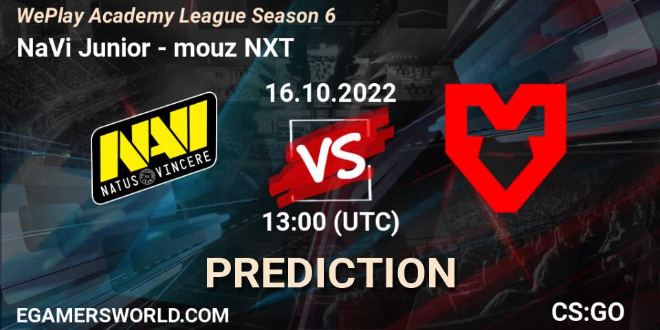 NaVi Junior vs mouz NXT: Betting TIp, Match Prediction. 16.10.2022 at 13:10. Counter-Strike (CS2), WePlay Academy League Season 6