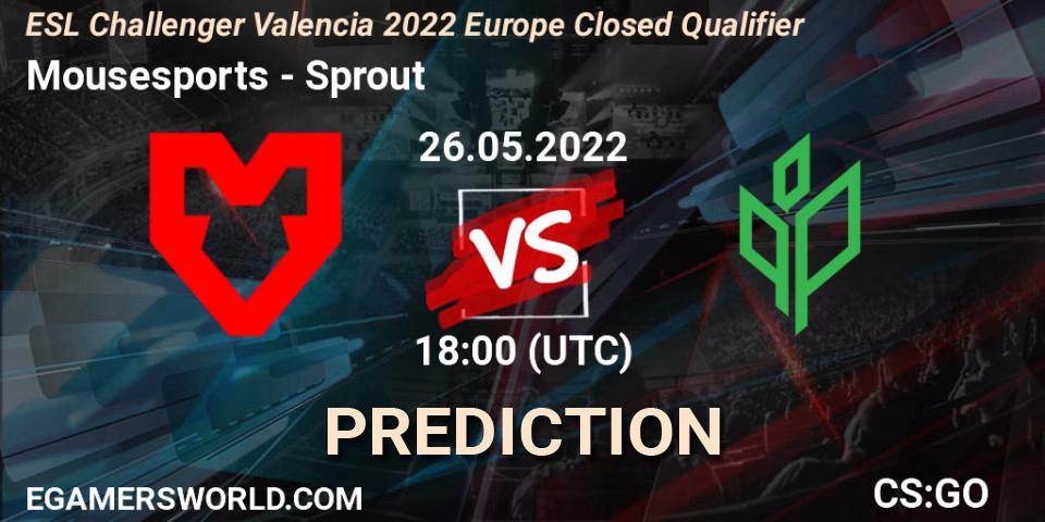 Mousesports vs Sprout: Betting TIp, Match Prediction. 26.05.2022 at 18:00. Counter-Strike (CS2), ESL Challenger Valencia 2022 Europe Closed Qualifier