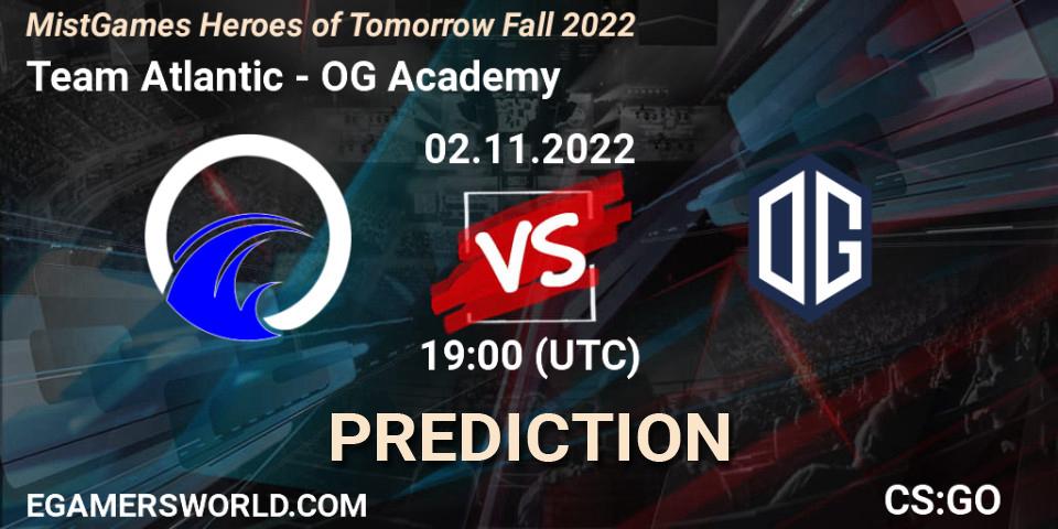 Team Atlantic vs OG Academy: Betting TIp, Match Prediction. 02.11.2022 at 19:00. Counter-Strike (CS2), MistGames Heroes of Tomorrow Fall 2022