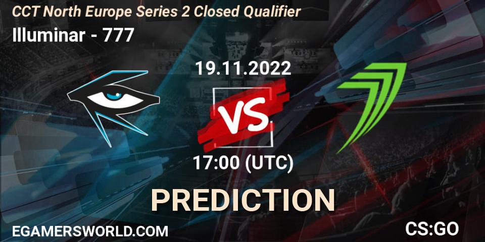Illuminar vs 777: Betting TIp, Match Prediction. 19.11.2022 at 17:00. Counter-Strike (CS2), CCT North Europe Series 2 Closed Qualifier