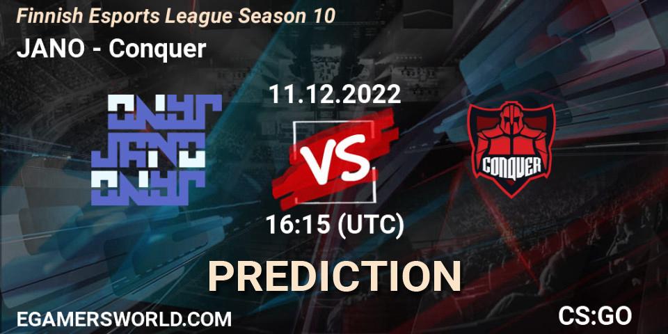 JANO vs Conquer: Betting TIp, Match Prediction. 11.12.22. CS2 (CS:GO), Finnish Esports League Season 10