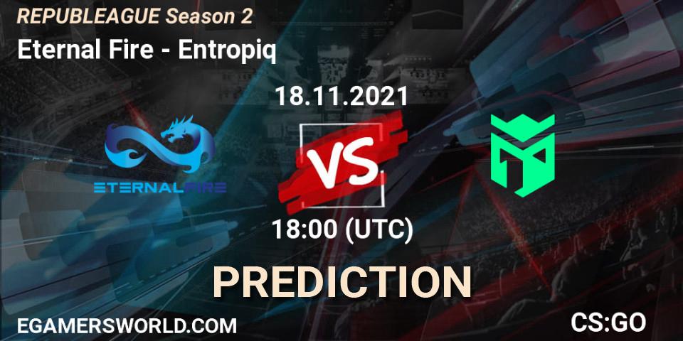 Eternal Fire vs Entropiq: Betting TIp, Match Prediction. 18.11.2021 at 19:20. Counter-Strike (CS2), REPUBLEAGUE Season 2