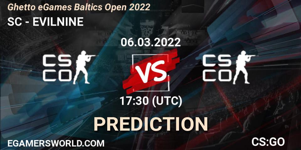 SC e-Sports vs EVILNINE: Betting TIp, Match Prediction. 06.03.2022 at 17:30. Counter-Strike (CS2), Ghetto eGames Baltics Open