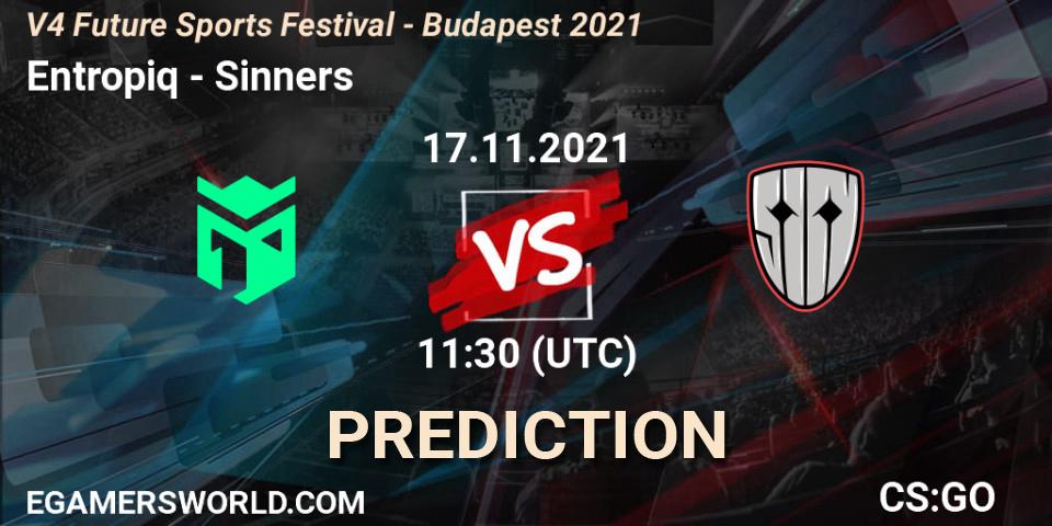 Entropiq vs Sinners: Betting TIp, Match Prediction. 17.11.2021 at 12:05. Counter-Strike (CS2), V4 Future Sports Festival - Budapest 2021