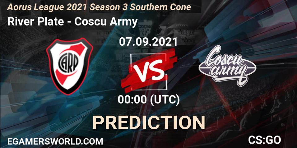River Plate vs Coscu Army: Betting TIp, Match Prediction. 07.09.2021 at 00:00. Counter-Strike (CS2), Aorus League 2021 Season 3 Southern Cone