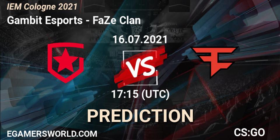 Gambit Esports vs FaZe Clan: Betting TIp, Match Prediction. 16.07.21. CS2 (CS:GO), IEM Cologne 2021