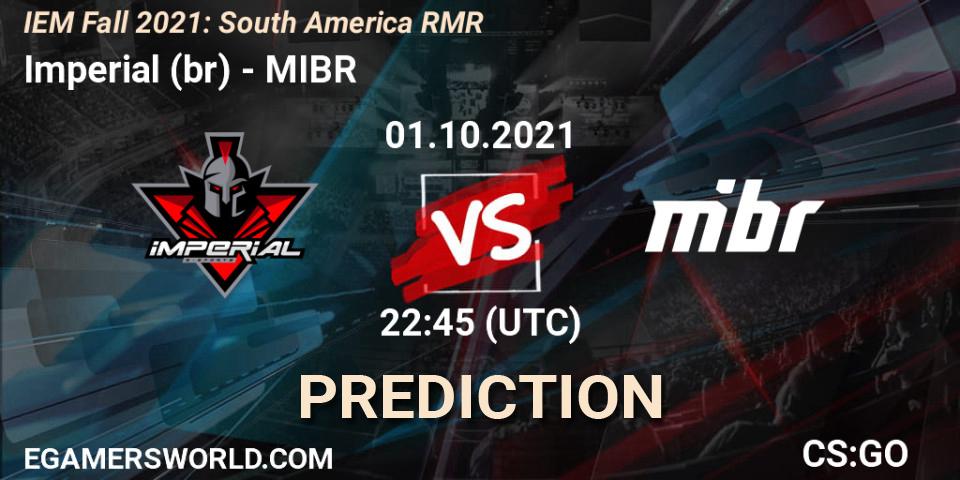 Imperial (br) vs MIBR: Betting TIp, Match Prediction. 01.10.21. CS2 (CS:GO), IEM Fall 2021: South America RMR