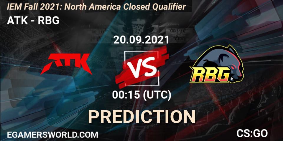 ATK vs RBG: Betting TIp, Match Prediction. 20.09.2021 at 00:15. Counter-Strike (CS2), IEM Fall 2021: North America Closed Qualifier