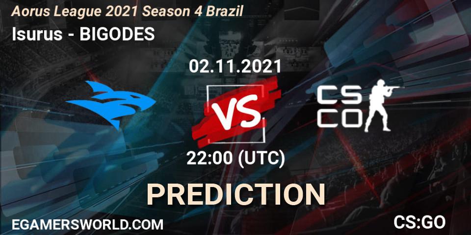 Isurus vs BIGODES: Betting TIp, Match Prediction. 03.11.2021 at 18:00. Counter-Strike (CS2), Aorus League 2021 Season 4 Brazil