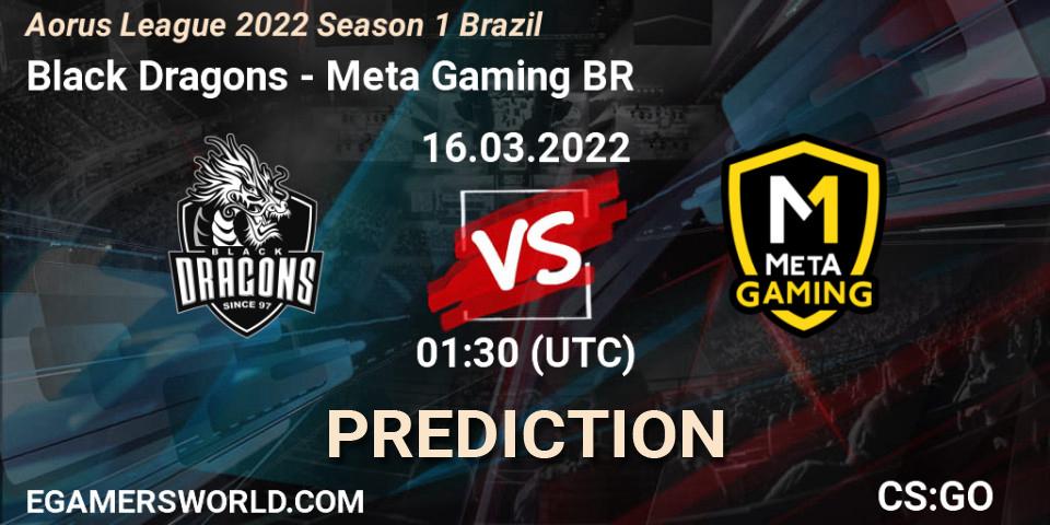 Black Dragons vs Meta Gaming BR: Betting TIp, Match Prediction. 16.03.2022 at 01:10. Counter-Strike (CS2), Aorus League 2022 Season 1 Brazil
