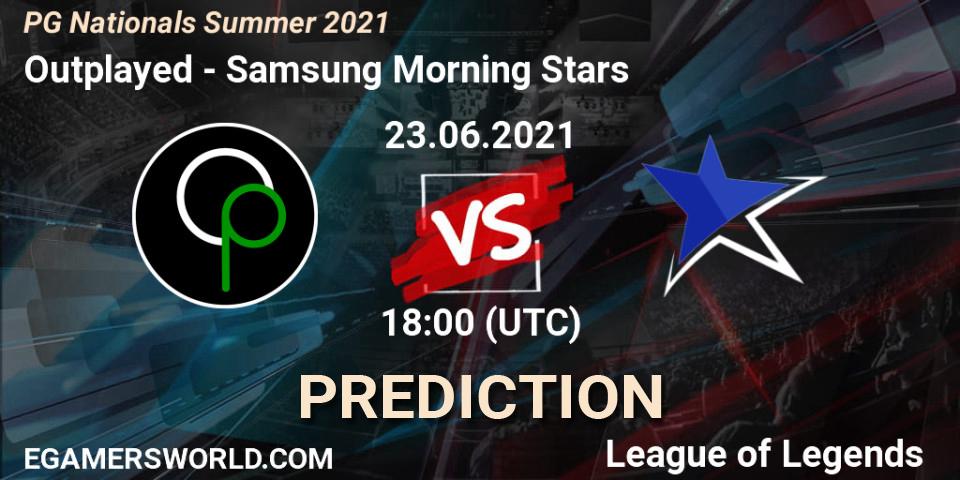 Outplayed vs Samsung Morning Stars: Betting TIp, Match Prediction. 23.06.2021 at 18:00. LoL, PG Nationals Summer 2021