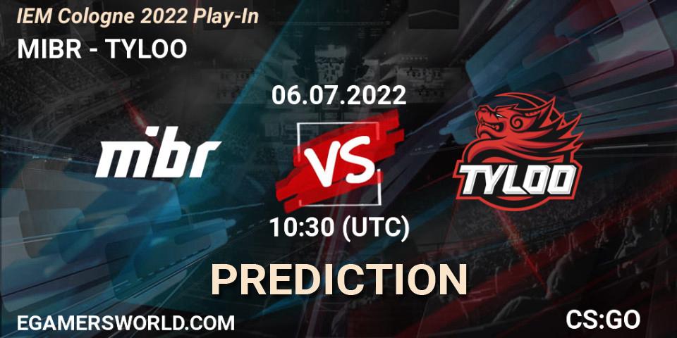 MIBR vs TYLOO: Betting TIp, Match Prediction. 06.07.2022 at 10:30. Counter-Strike (CS2), IEM Cologne 2022 Play-In