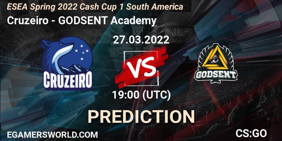 Cruzeiro vs GODSENT Academy: Betting TIp, Match Prediction. 27.03.2022 at 19:00. Counter-Strike (CS2), ESEA Spring 2022 Cash Cup 1 South America