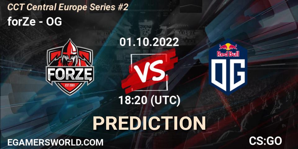 forZe vs OG: Betting TIp, Match Prediction. 01.10.2022 at 18:20. Counter-Strike (CS2), CCT Central Europe Series #2