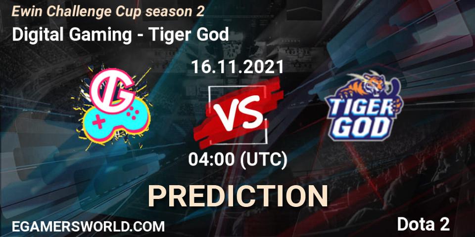 Digital Gaming vs Tiger God: Betting TIp, Match Prediction. 16.11.2021 at 04:25. Dota 2, Ewin Challenge Cup season 2