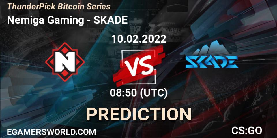 Nemiga Gaming vs SKADE: Betting TIp, Match Prediction. 10.02.2022 at 08:50. Counter-Strike (CS2), ThunderPick Bitcoin Series