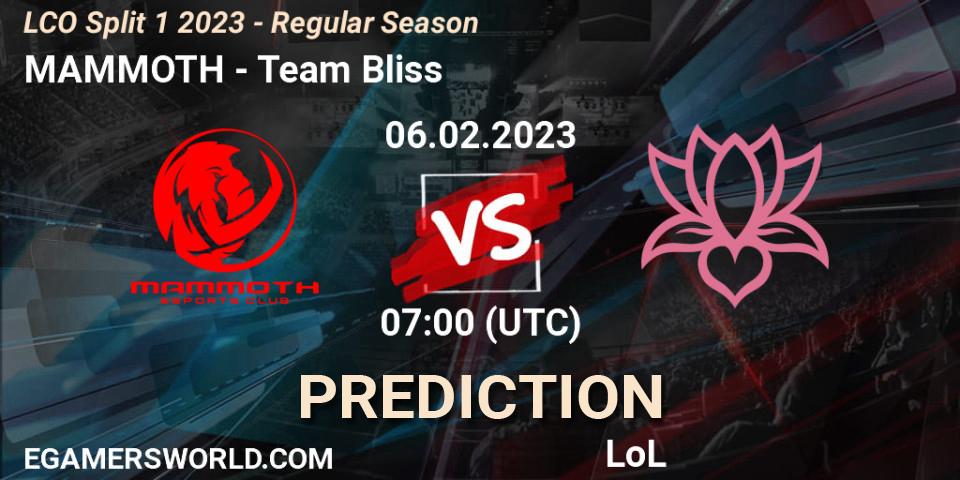 MAMMOTH vs Team Bliss: Betting TIp, Match Prediction. 06.02.23. LoL, LCO Split 1 2023 - Regular Season
