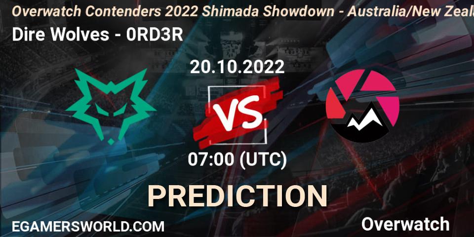 Dire Wolves vs 0RD3R: Betting TIp, Match Prediction. 20.10.22. Overwatch, Overwatch Contenders 2022 Shimada Showdown - Australia/New Zealand - October