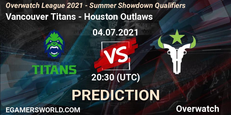 Vancouver Titans vs Houston Outlaws: Betting TIp, Match Prediction. 04.07.2021 at 20:30. Overwatch, Overwatch League 2021 - Summer Showdown Qualifiers