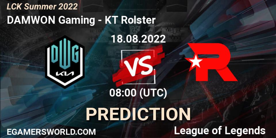 DAMWON Gaming vs KT Rolster: Betting TIp, Match Prediction. 18.08.2022 at 08:00. LoL, LCK Summer 2022