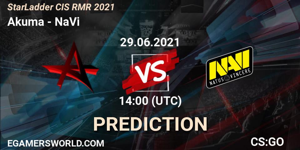 Akuma vs NaVi: Betting TIp, Match Prediction. 29.06.2021 at 14:00. Counter-Strike (CS2), StarLadder CIS RMR 2021