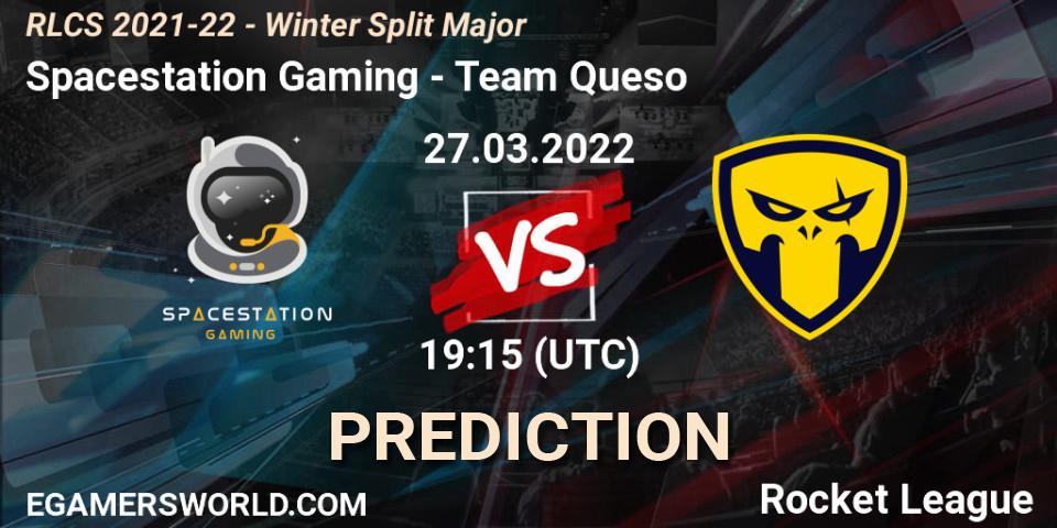 Spacestation Gaming vs Team Queso: Betting TIp, Match Prediction. 27.03.2022 at 19:15. Rocket League, RLCS 2021-22 - Winter Split Major