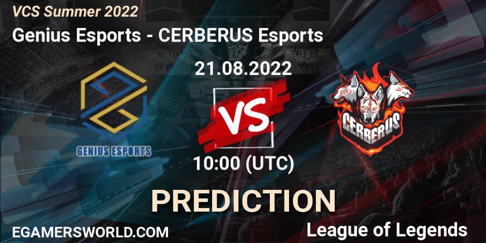 Genius Esports vs CERBERUS Esports: Betting TIp, Match Prediction. 21.08.22. LoL, VCS Summer 2022