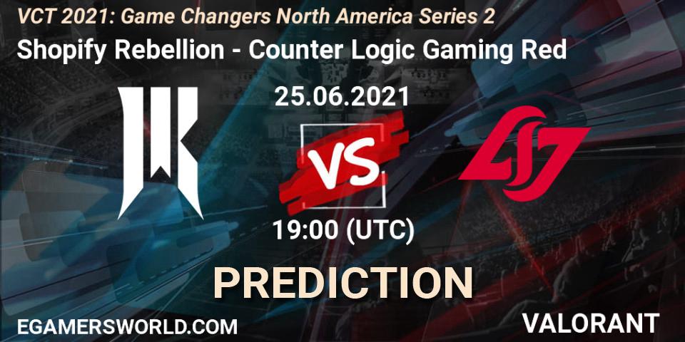Shopify Rebellion vs Counter Logic Gaming Red: Betting TIp, Match Prediction. 25.06.2021 at 19:00. VALORANT, VCT 2021: Game Changers North America Series 2