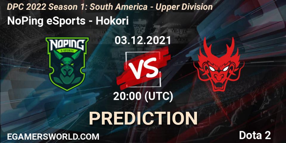 NoPing eSports vs Hokori: Betting TIp, Match Prediction. 03.12.2021 at 20:16. Dota 2, DPC 2022 Season 1: South America - Upper Division