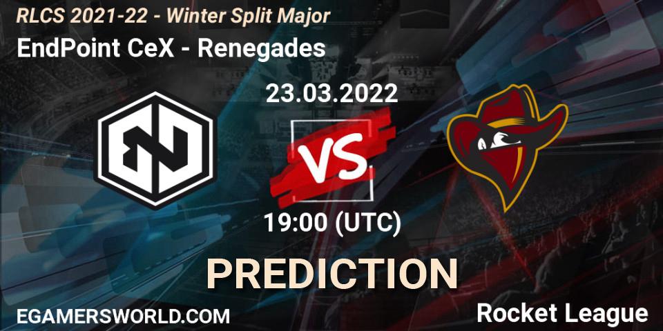EndPoint CeX vs Renegades: Betting TIp, Match Prediction. 23.03.2022 at 19:00. Rocket League, RLCS 2021-22 - Winter Split Major
