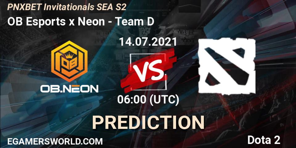 OB Esports x Neon vs Team D: Betting TIp, Match Prediction. 14.07.2021 at 06:53. Dota 2, PNXBET Invitationals SEA S2