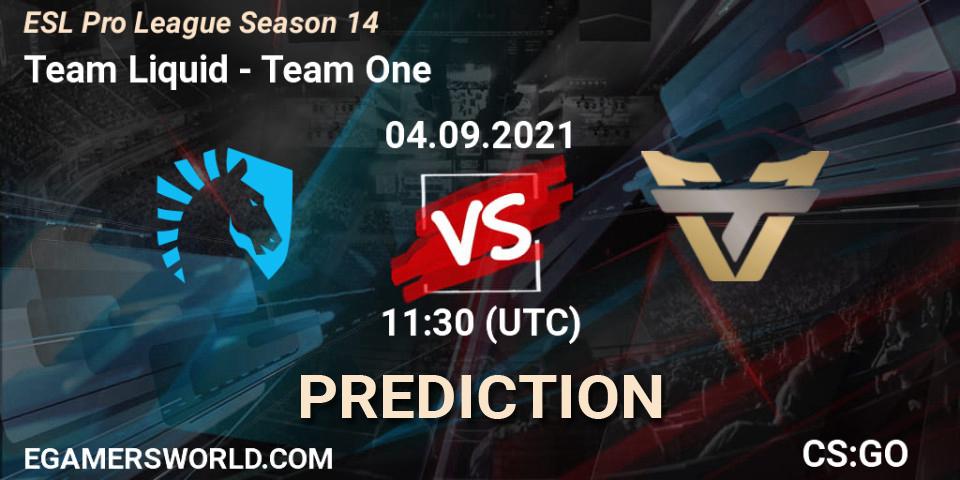 Team Liquid vs Team One: Betting TIp, Match Prediction. 04.09.2021 at 11:30. Counter-Strike (CS2), ESL Pro League Season 14