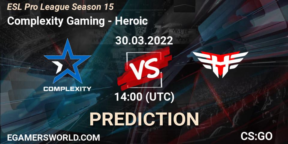 Complexity Gaming vs Heroic: Betting TIp, Match Prediction. 30.03.22. CS2 (CS:GO), ESL Pro League Season 15