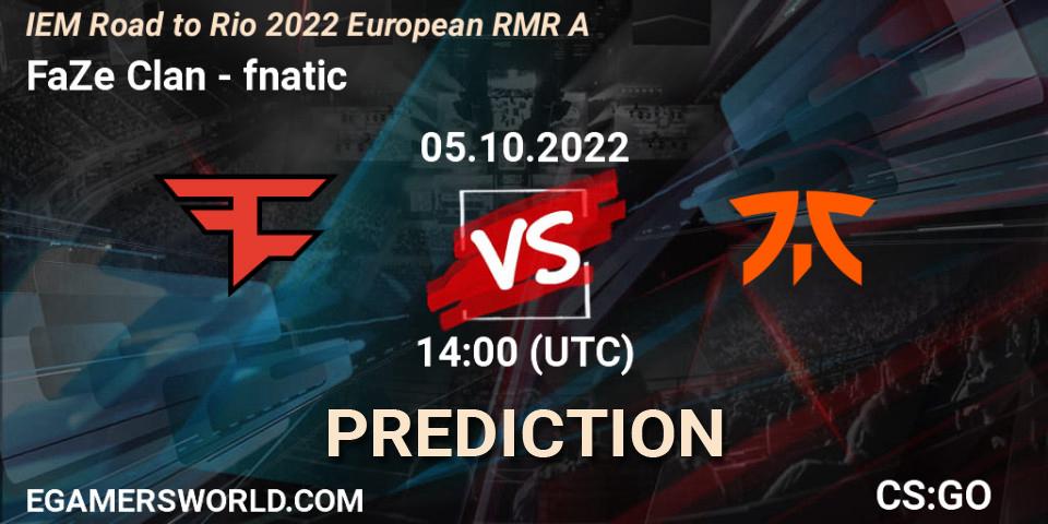 FaZe Clan vs fnatic: Betting TIp, Match Prediction. 05.10.22. CS2 (CS:GO), IEM Road to Rio 2022 European RMR A