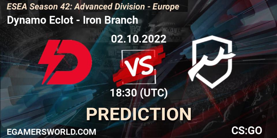 Dynamo Eclot vs Iron Branch: Betting TIp, Match Prediction. 02.10.2022 at 16:10. Counter-Strike (CS2), ESEA Season 42: Advanced Division - Europe