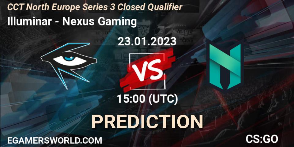 Illuminar vs Nexus Gaming: Betting TIp, Match Prediction. 23.01.2023 at 15:00. Counter-Strike (CS2), CCT North Europe Series 3 Closed Qualifier