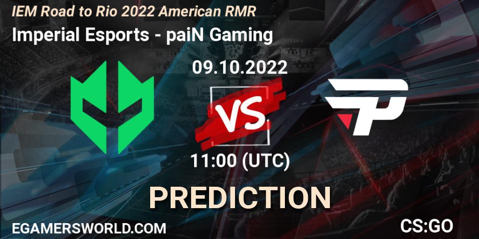 Imperial Esports vs paiN Gaming: Betting TIp, Match Prediction. 09.10.2022 at 11:00. Counter-Strike (CS2), IEM Road to Rio 2022 American RMR