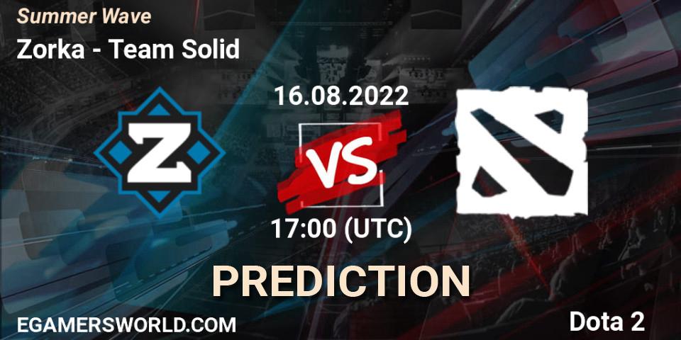 Zorka vs Team Solid: Betting TIp, Match Prediction. 16.08.22. Dota 2, Summer Wave