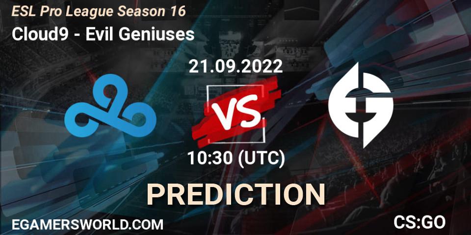 Cloud9 vs Evil Geniuses: Betting TIp, Match Prediction. 21.09.22. CS2 (CS:GO), ESL Pro League Season 16