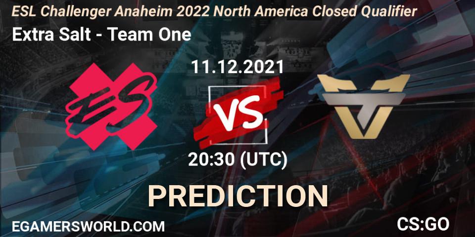 Extra Salt vs Team One: Betting TIp, Match Prediction. 11.12.21. CS2 (CS:GO), ESL Challenger Anaheim 2022 North America Closed Qualifier