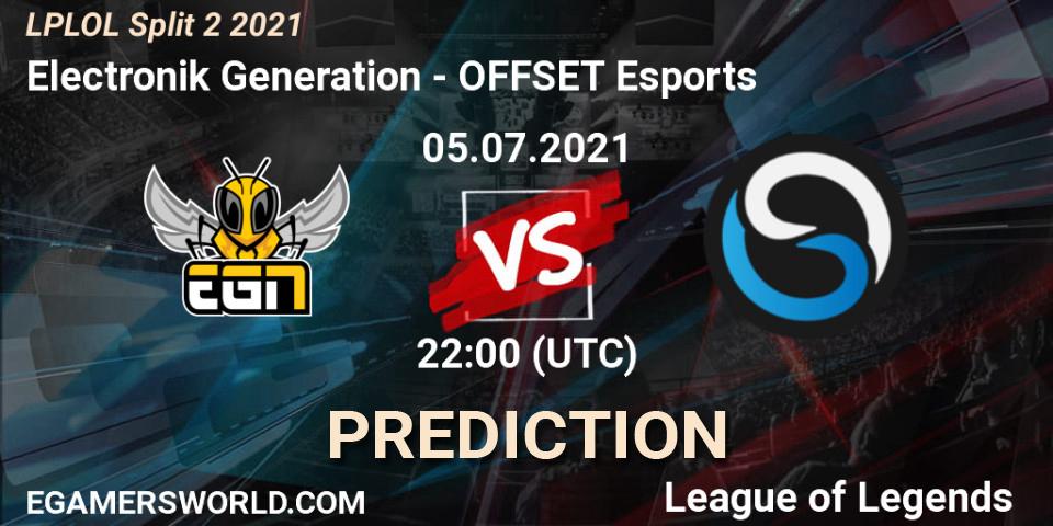 Electronik Generation vs OFFSET Esports: Betting TIp, Match Prediction. 05.07.2021 at 22:00. LoL, LPLOL Split 2 2021