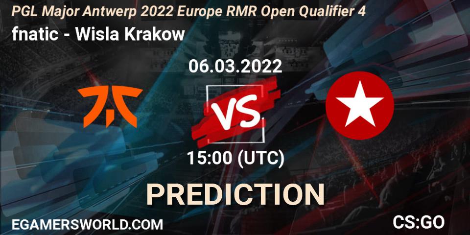 fnatic vs Wisla Krakow: Betting TIp, Match Prediction. 06.03.2022 at 15:05. Counter-Strike (CS2), PGL Major Antwerp 2022 Europe RMR Open Qualifier 4